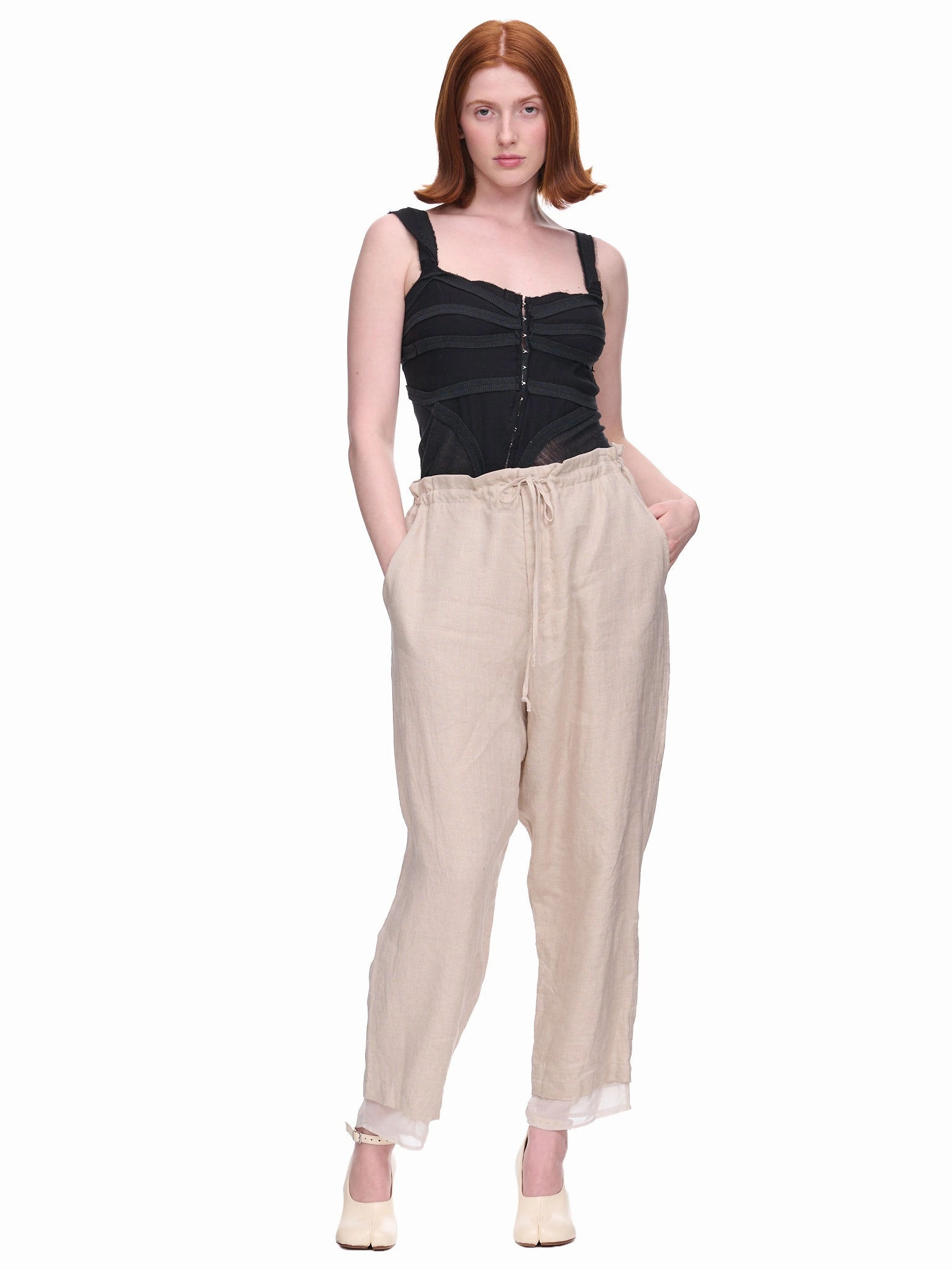 Layered Tulle Trousers (YI-P03-829-OFF-WHITE)