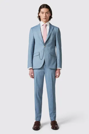 Looten Slim Fit Blue Linen Suit