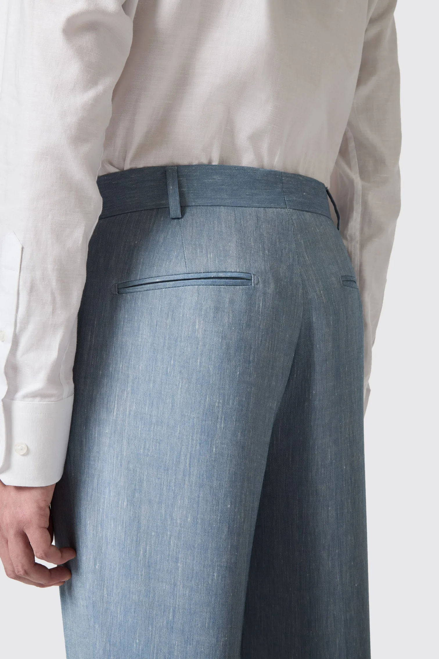 Looten Slim Fit Blue Linen Suit