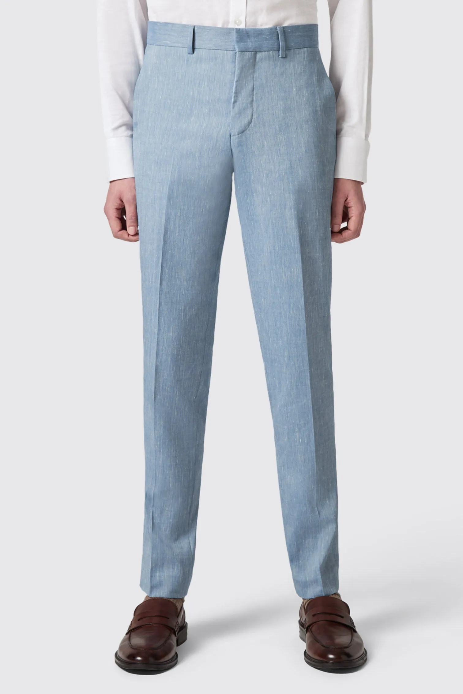 Looten Slim Fit Blue Linen Suit