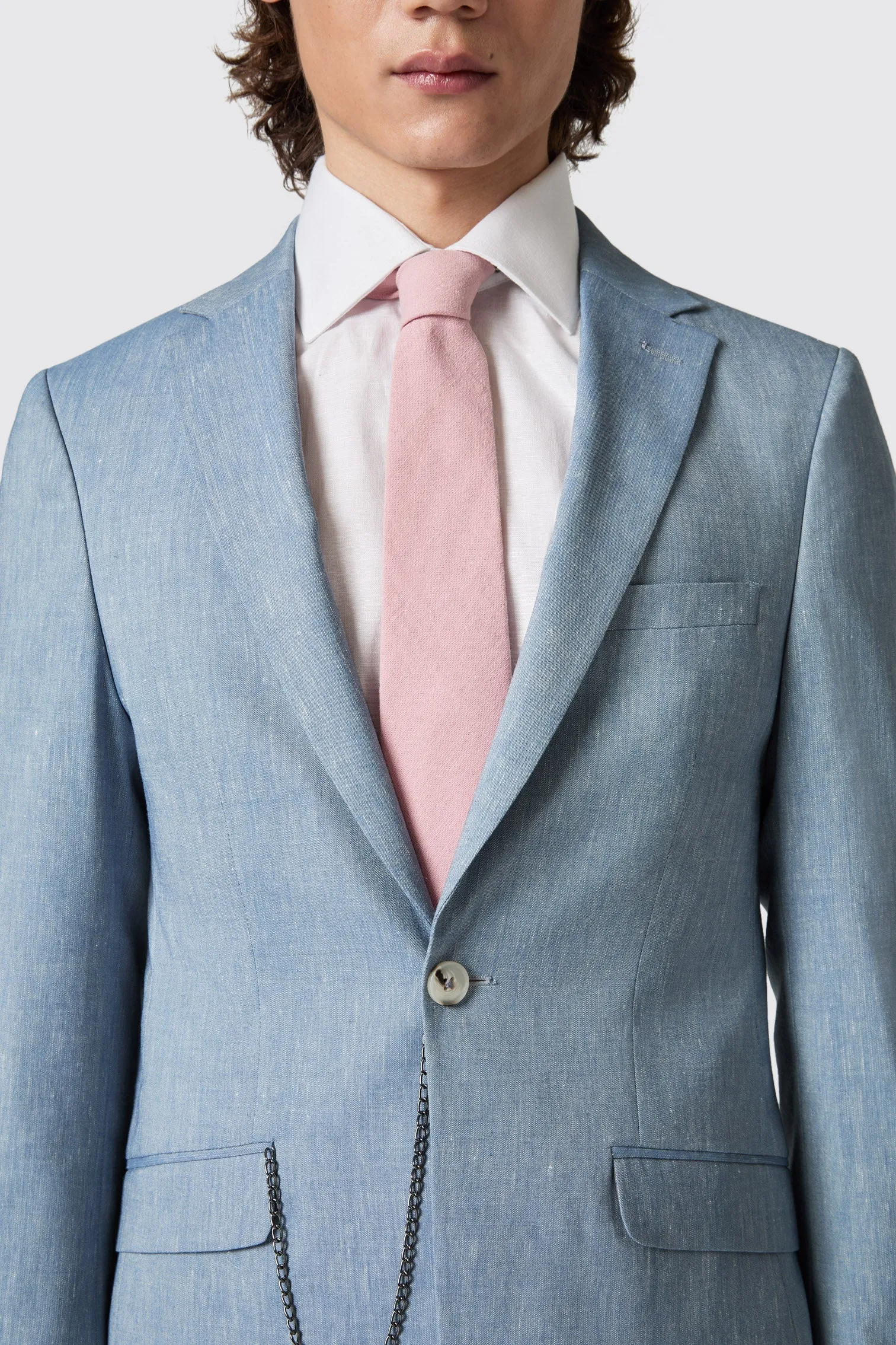 Looten Slim Fit Blue Linen Suit