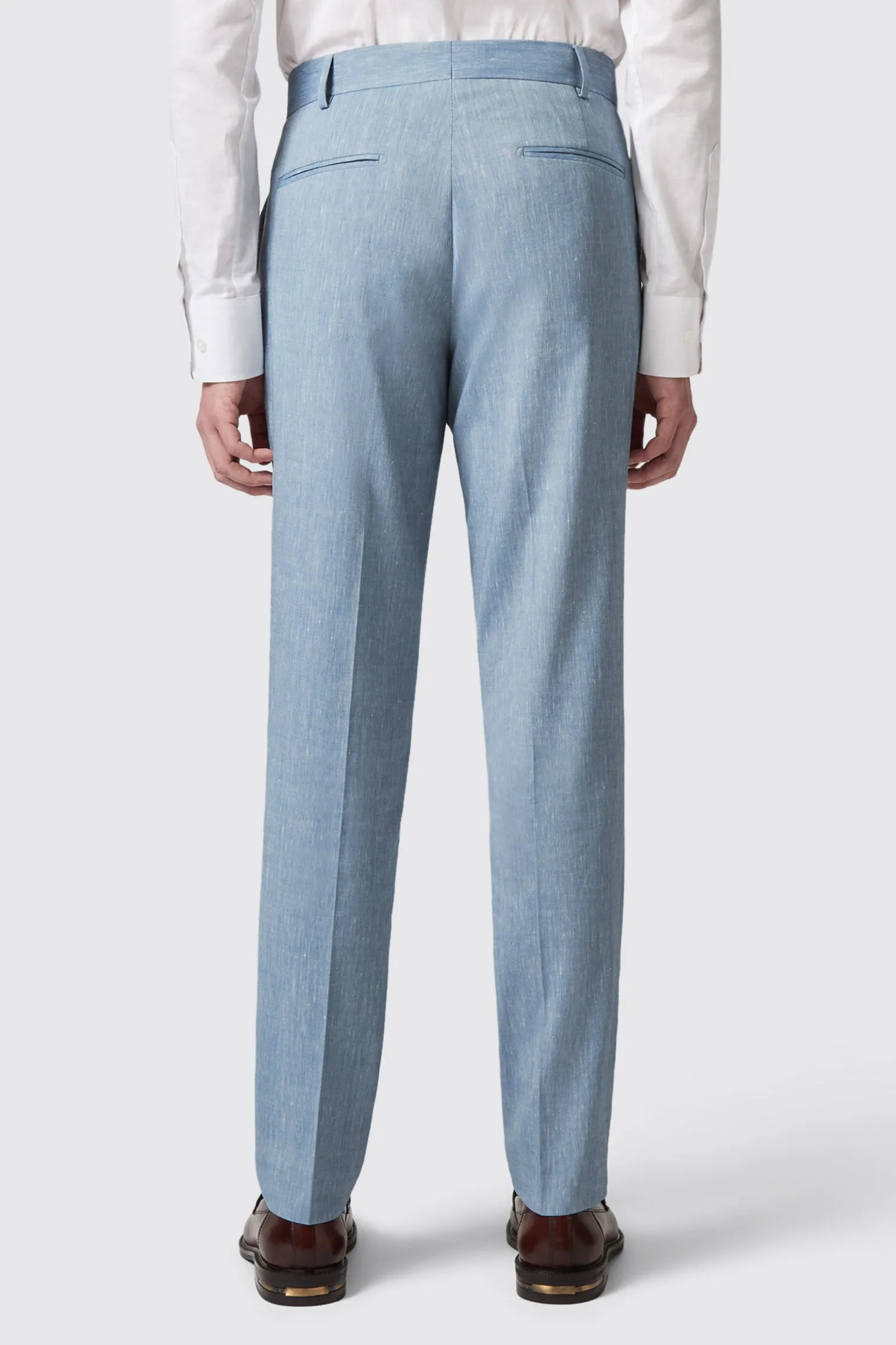 Looten Slim Fit Blue Linen Suit