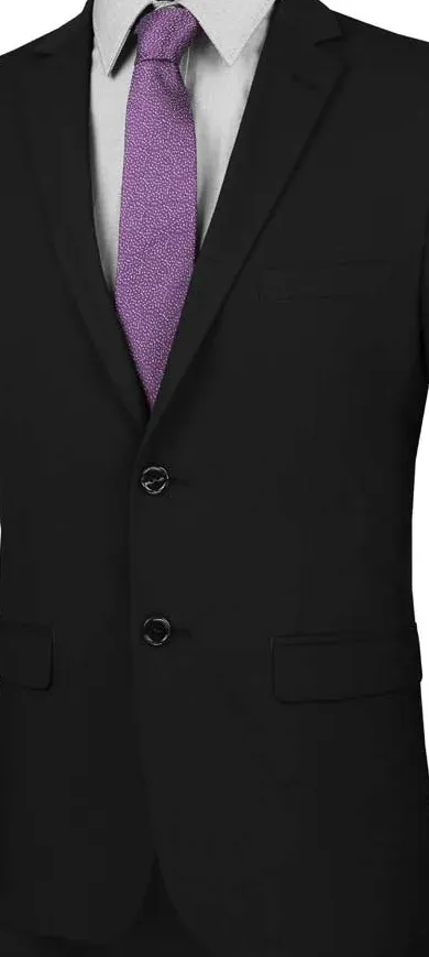 Luxify Collection: Black 2 Piece Solid Color Single Breasted Ultra Slim Fit Suit
