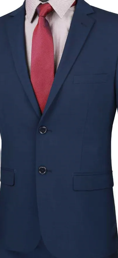 Luxify Collection: Navy 2 Piece Solid Color Single Breasted Ultra Slim Fit Suit