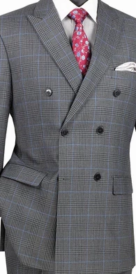 LuxLands Collection: Charcoal 2 Piece Glen Plaid Double-Breasted Regular Fit Suit