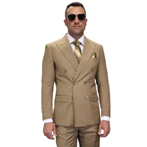 Lyra Collection: Caramel Double-Breasted Regular Fit Suit with Pleated Pants