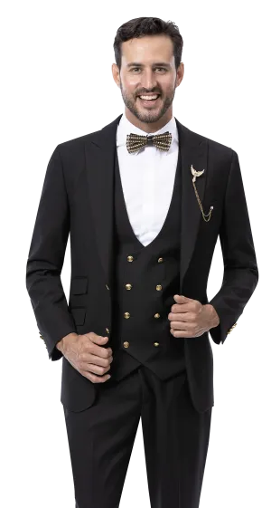 MajesticMix Collection: Black Three Piece Regular Fit Fashion Suit