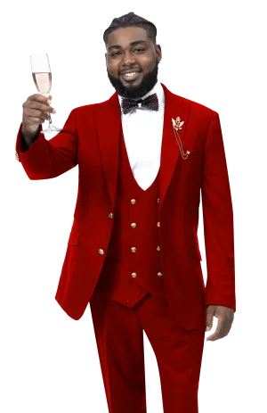 MajesticMix Collection: Red Three Piece Regular Fit Fashion Suit
