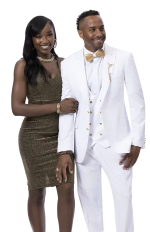 MajesticMix Collection: White Three Piece Regular Fit Fashion Suit