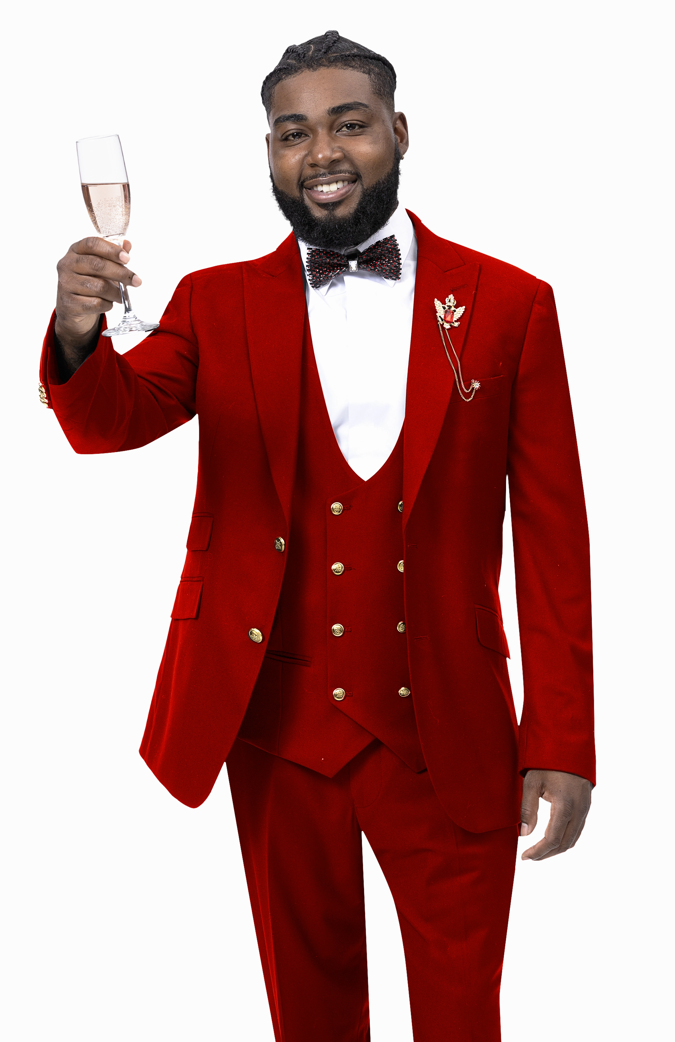MajesticMix Collection: Red Three Piece Regular Fit Fashion Suit