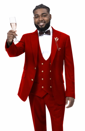 MajesticMix Collection: Red Three Piece Regular Fit Fashion Suit