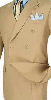 Majestify Collection: Beige 2 Piece Solid Color Double Breasted Regular Fit Suit