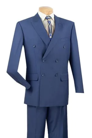 Majestify Collection: Blue 2 Piece Solid Color Double Breasted Regular Fit Suit