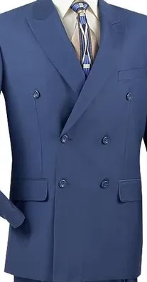 Majestify Collection: Blue 2 Piece Solid Color Double Breasted Regular Fit Suit