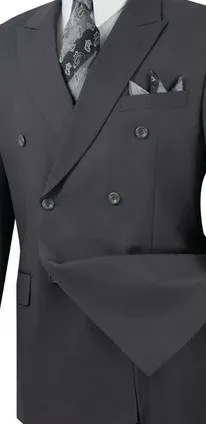 Majestify Collection: Heather Grey 2 Piece Solid Color Double Breasted Regular Fit Suit