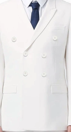 Majestify Collection: White 2 Piece Solid Color Double Breasted Regular Fit Suit