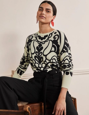 Margot Cashmere Sweater-Ivory, Floral Heart