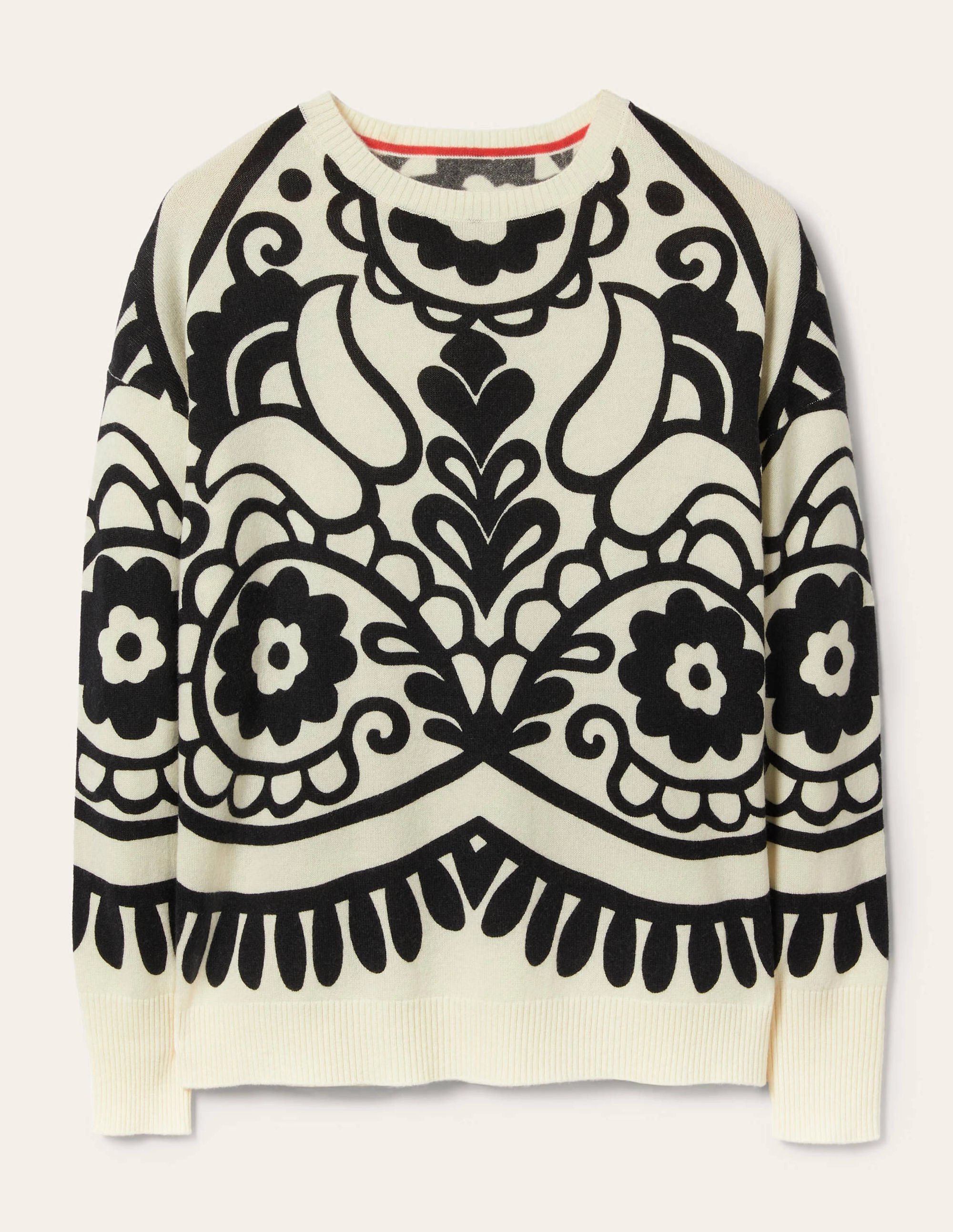 Margot Cashmere Sweater-Ivory, Floral Heart