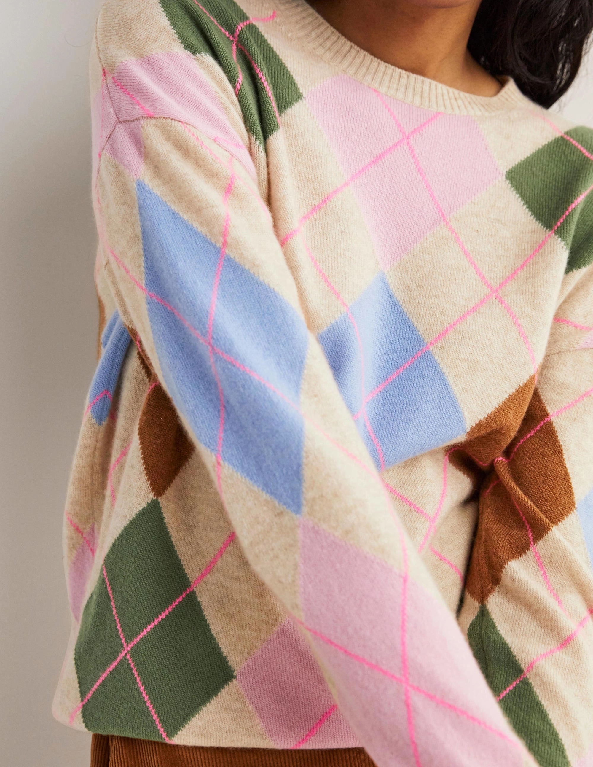 Margot Cashmere Sweater-Soft Multi Argyle