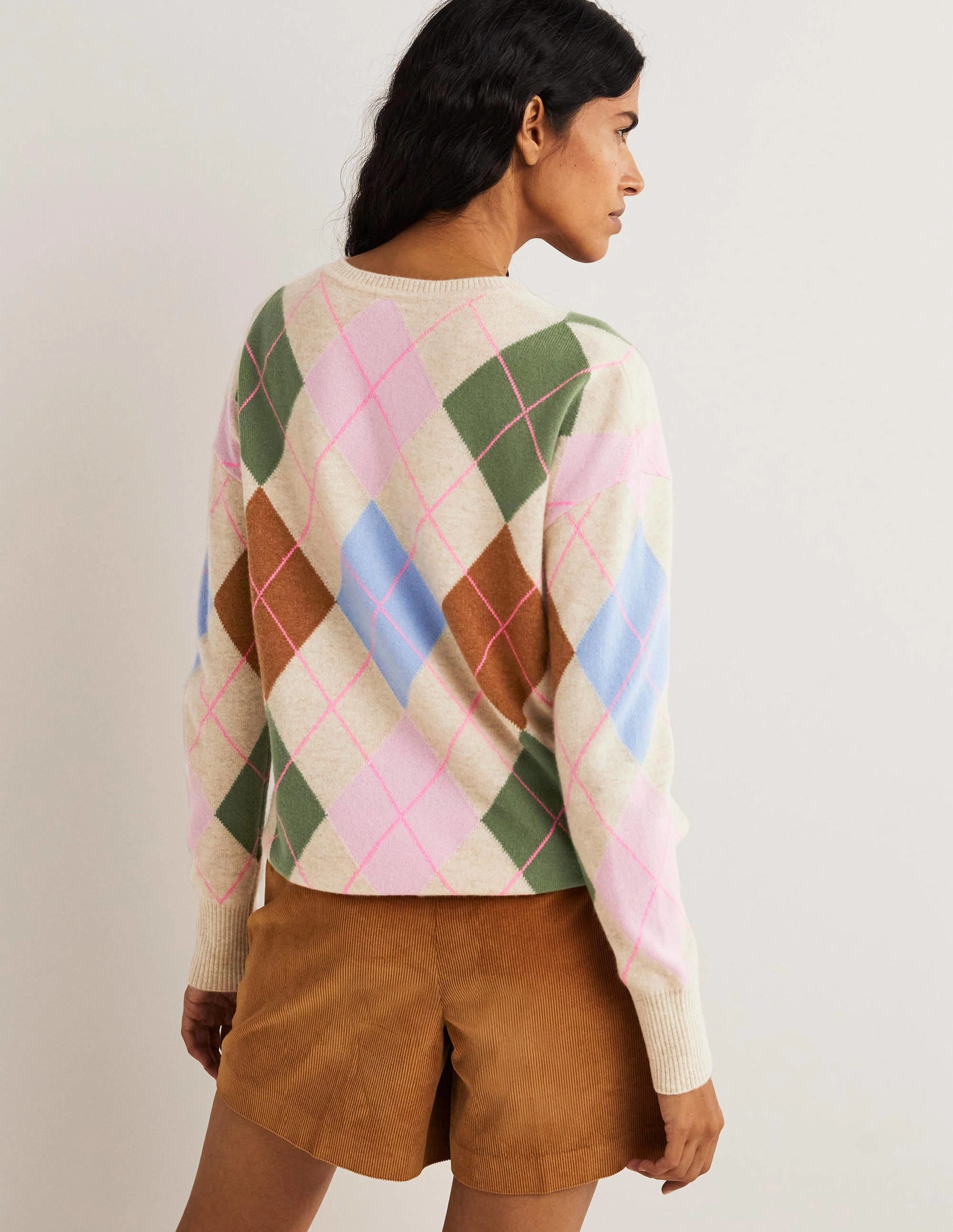 Margot Cashmere Sweater-Soft Multi Argyle