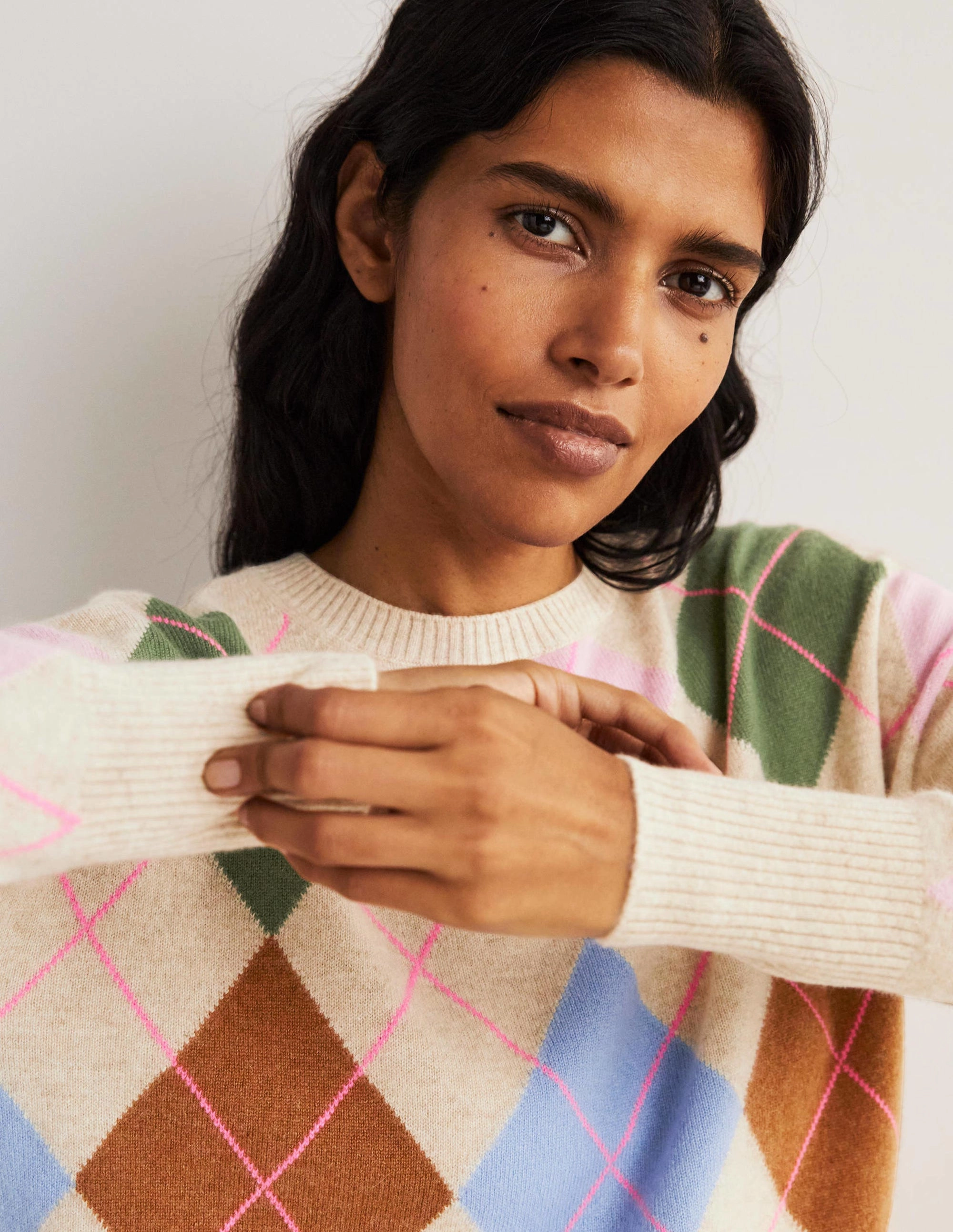 Margot Cashmere Sweater-Soft Multi Argyle