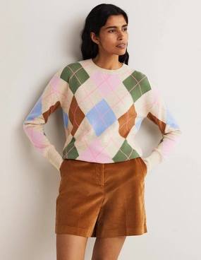 Margot Cashmere Sweater-Soft Multi Argyle