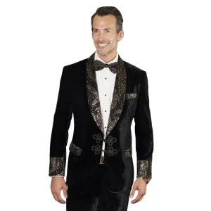 Markarian Collection: Black 2-Piece Tailored Fit Velvet Tuxedo with Flat Front Pants