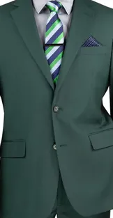 Marquis Collection: Hunter Green 2 Piece Solid Color Single Breasted Regular Fit Suit