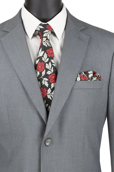 Marquis Collection: Medium Grey 2 Piece Solid Color Single Breasted Regular Fit Suit