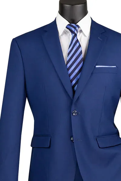 Marquis Collection: Twilight Blue 2 Piece Solid Color Single Breasted Regular Fit Suit