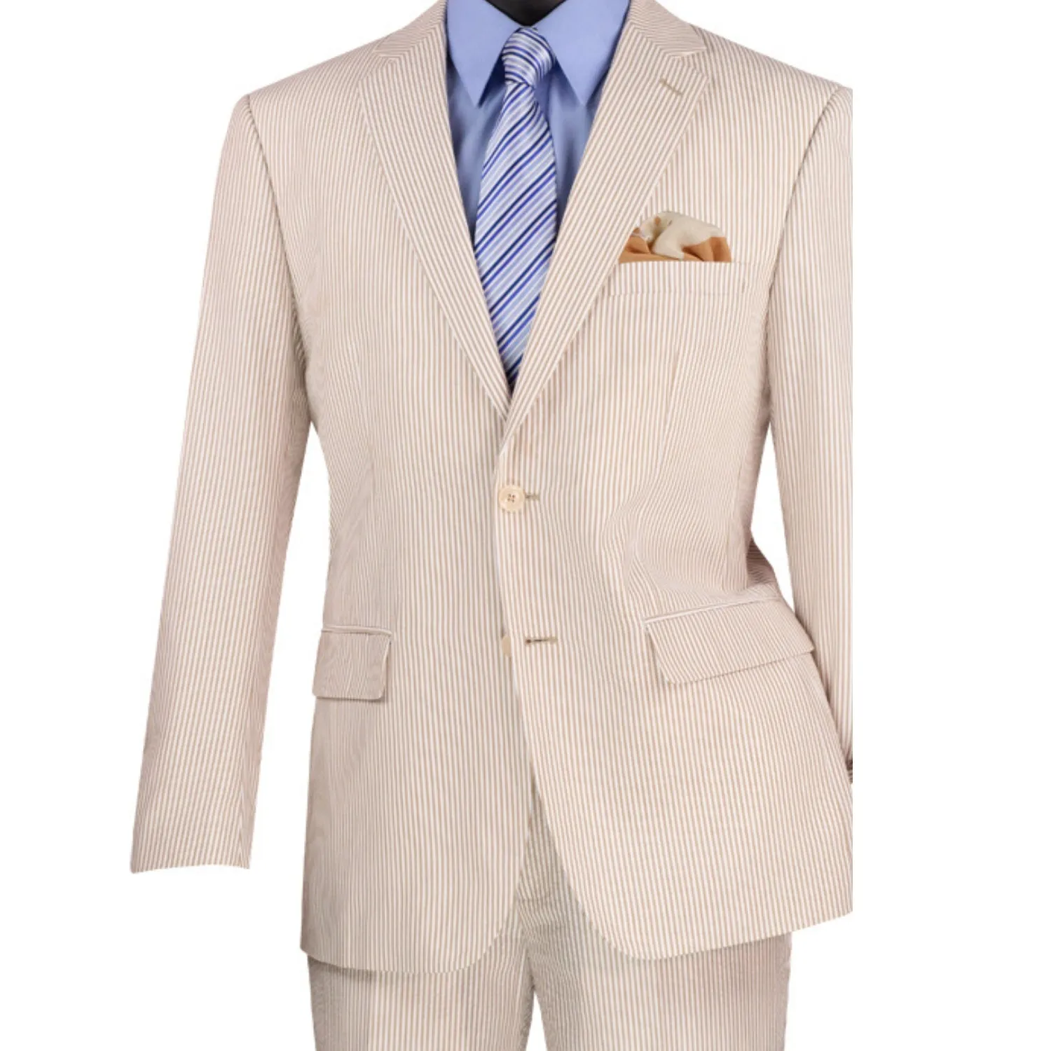 Medievalor Collection: Tan 2 Piece Seersucker Single Breasted Modern Fit Suit