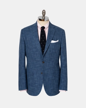 MEDIUM BLUE MINI-HOUNDSTOOTH SPORT COAT
