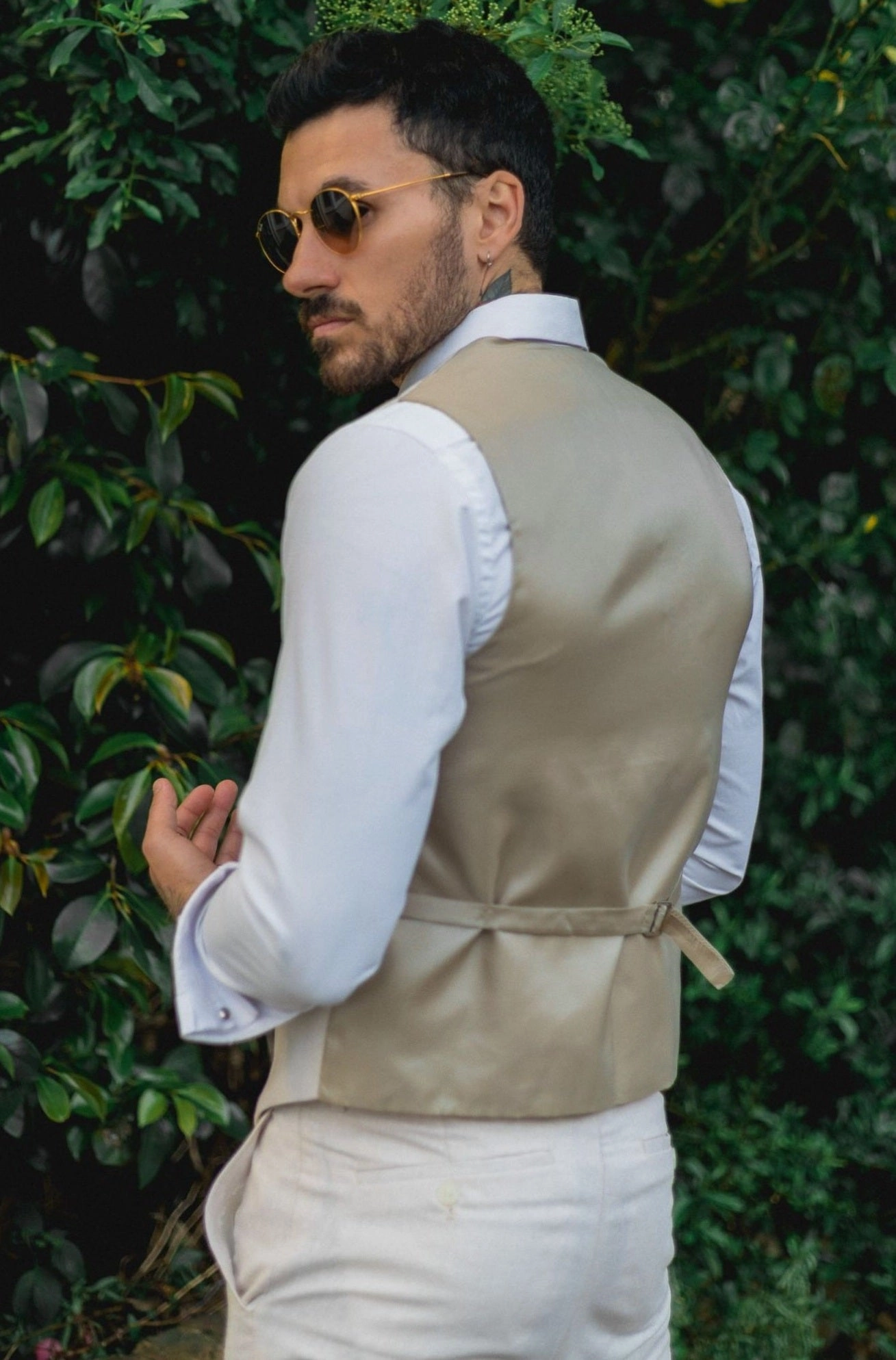 Men's Summer 2 Piece Suit Linen Formal Cream Beige Waistcoat Trousers