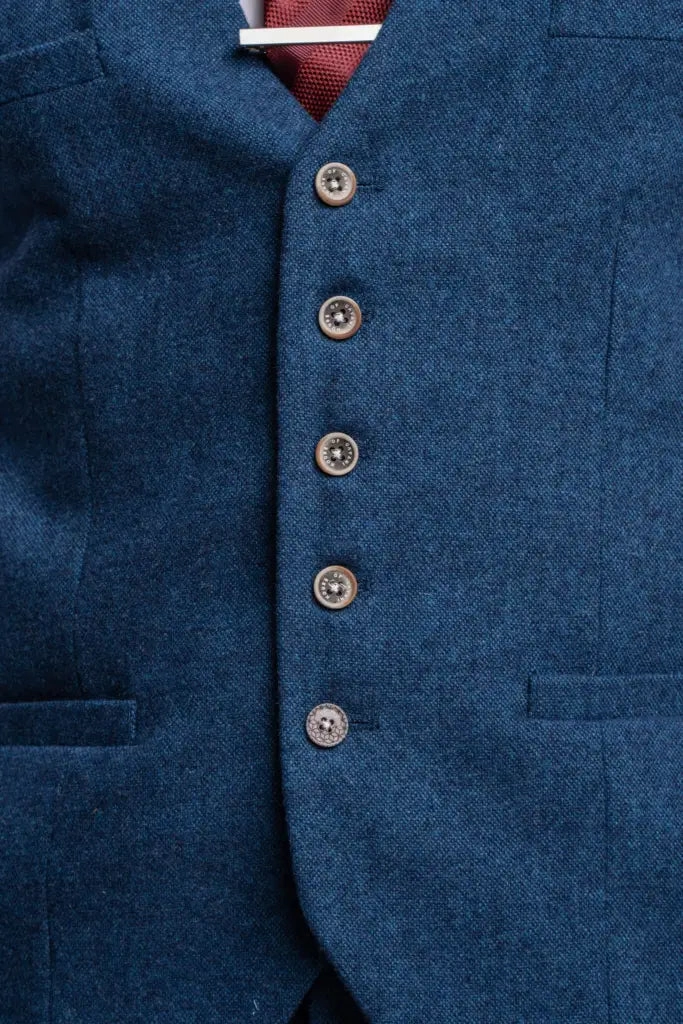 Men's Tweed Slim Fit Suit - Cavani Orson Blue
