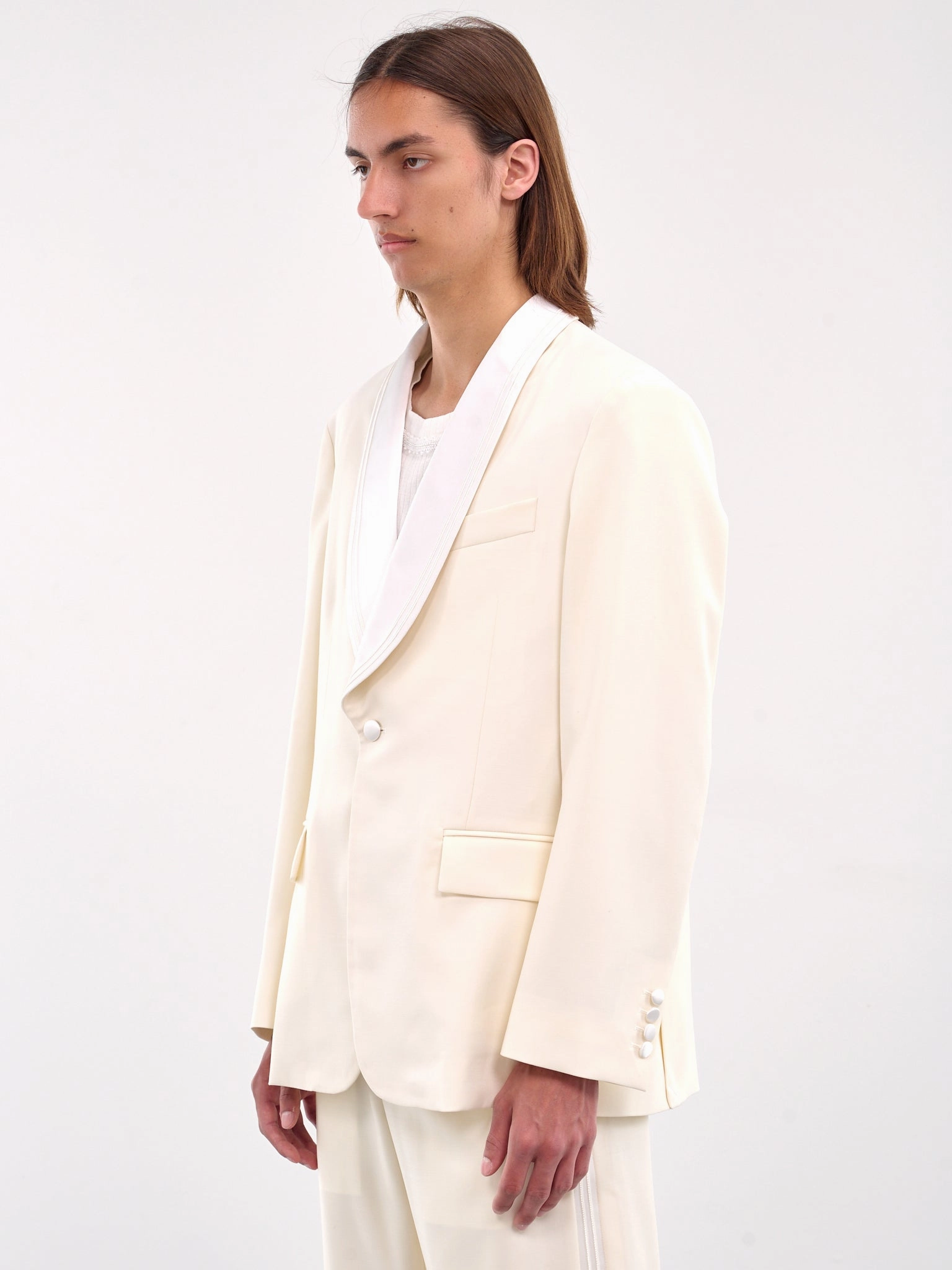 Meringue Shawl Collar Tuxedo Jacket (MRS25SJ013-WHITE)