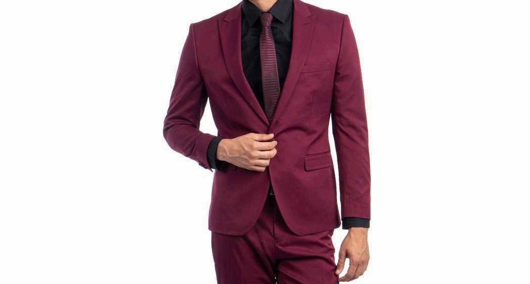 Metropolis Modern Collection: Burgundy Two-Piece Suit – Skinny Fit