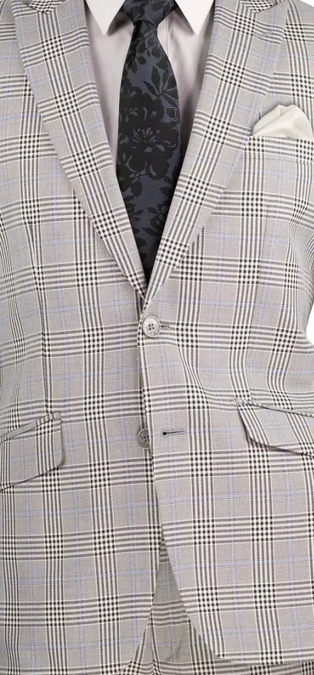 Moderno Collection: Grey 2 Piece Glen Plaid Single Breasted Slim Fit Suit