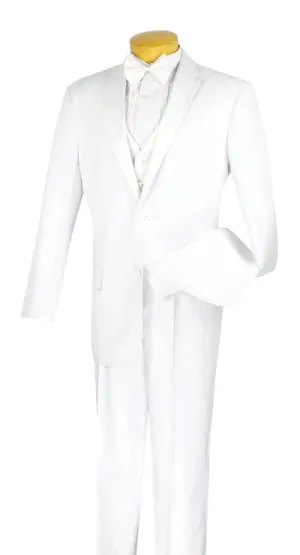 ModishMondo Collection: White 4 Piece Solid Color Single Breasted Regular Fit Tuxedo