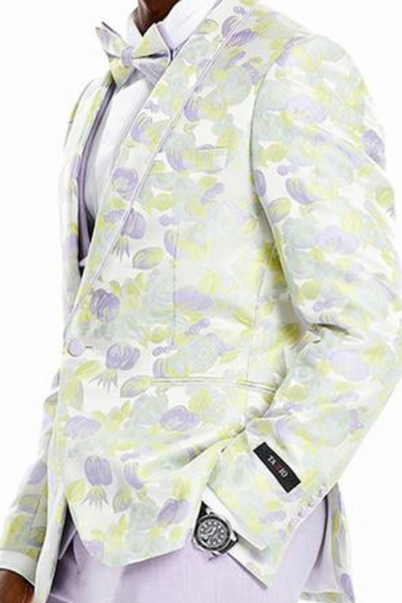 Mondo Collection: Men's Paisley 3-Piece Suit with Shawl Collar - Skinny Fit In Lilac