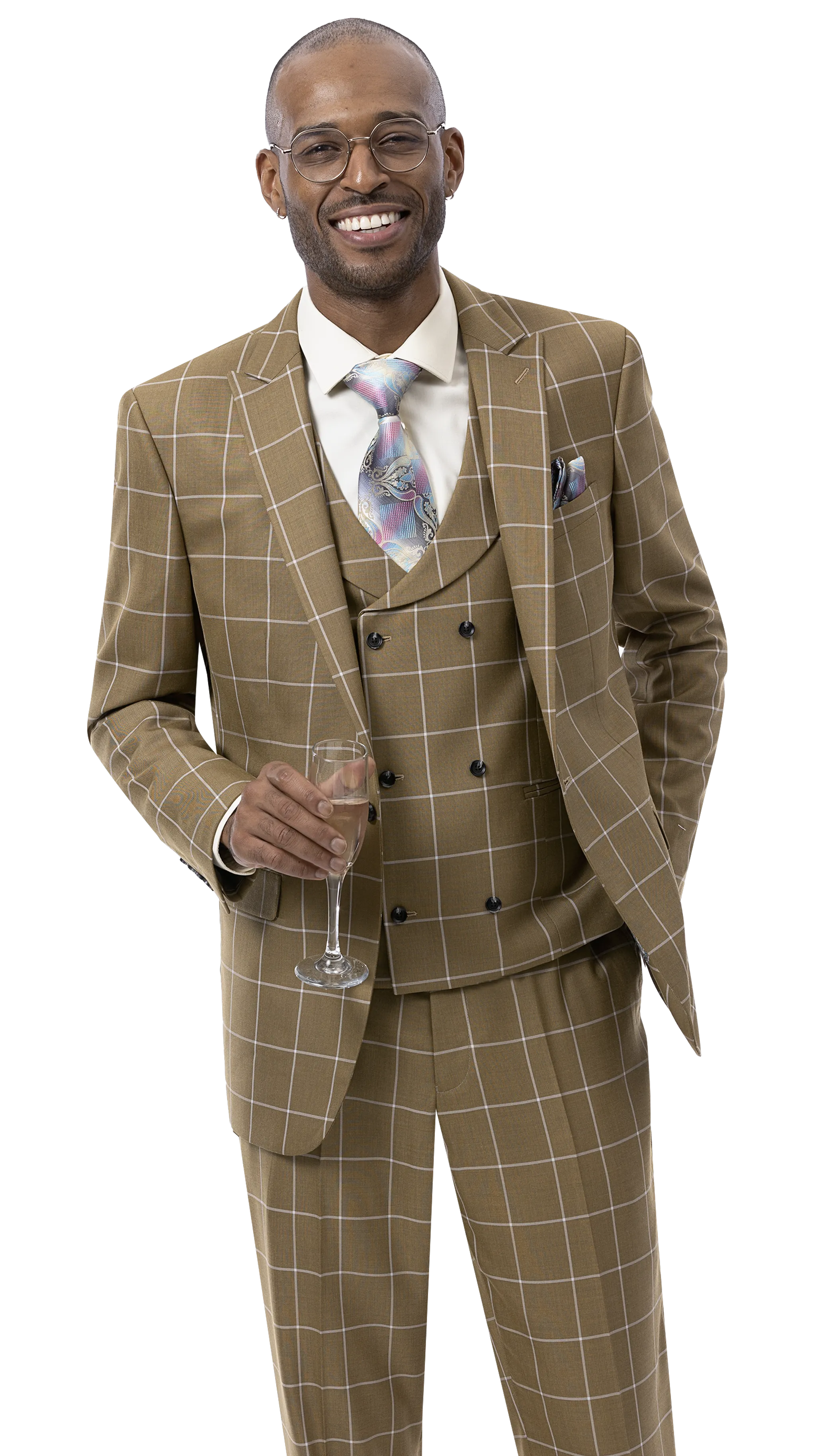 Mustard Three Piece Regular Fit Fashion Suit M2774