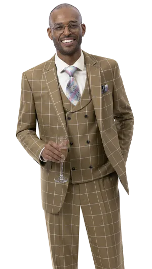 Mustard Three Piece Regular Fit Fashion Suit M2774