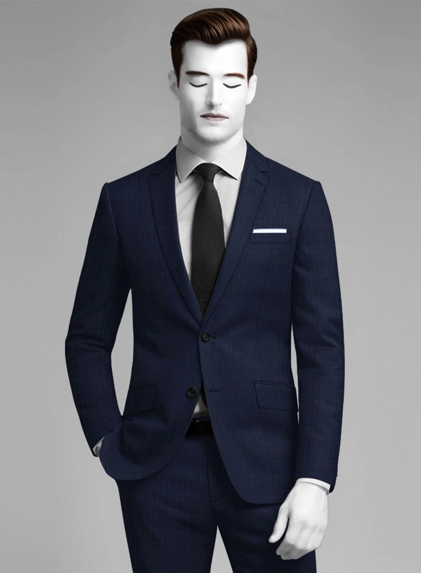 Napolean Xina Tartan Blue Wool Suit