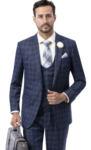 Navy Three Piece Regular Fit Fashion Suit M2780