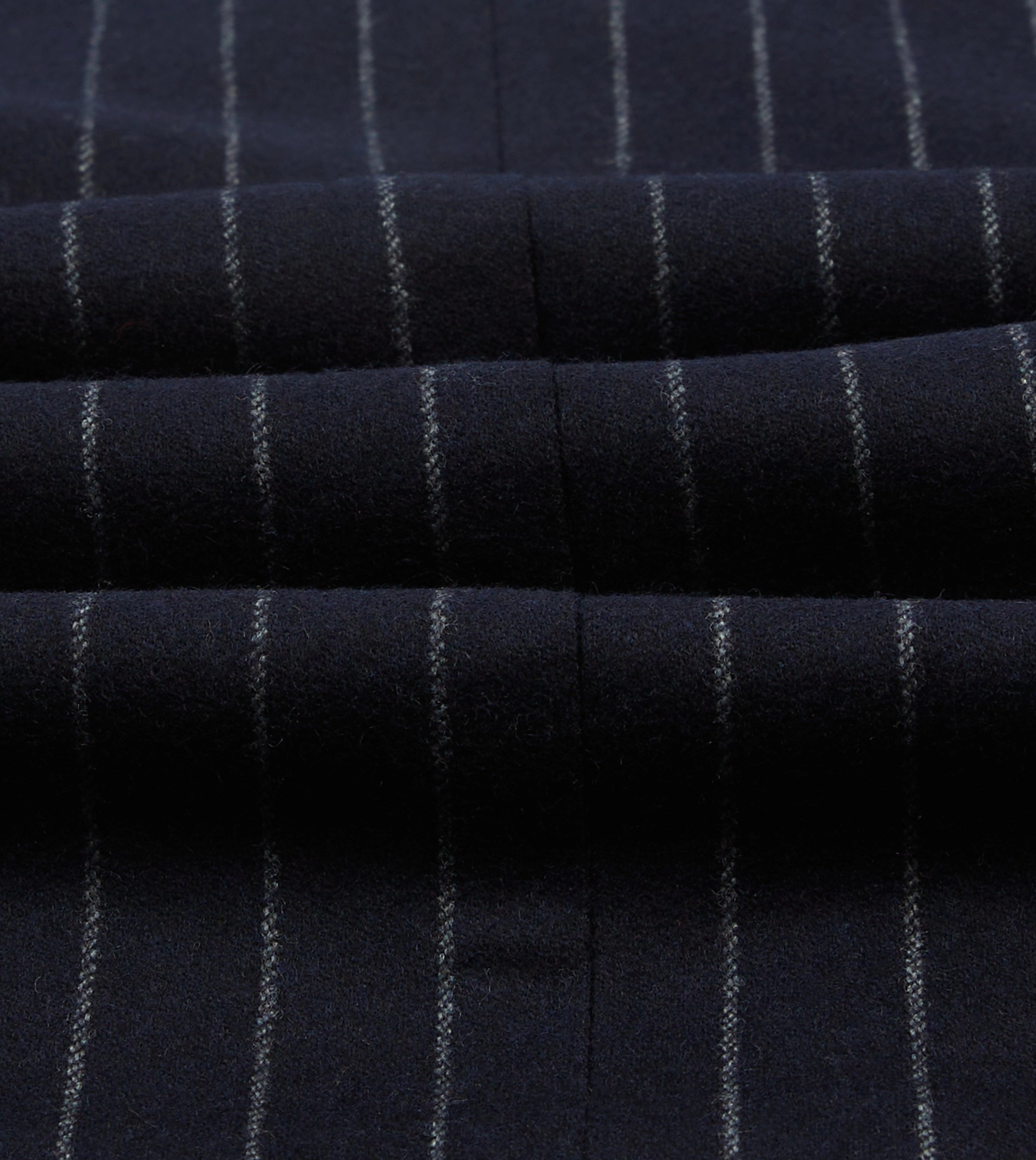 Navy Chalkstripe Wool Double-Breasted Tailored Jacket