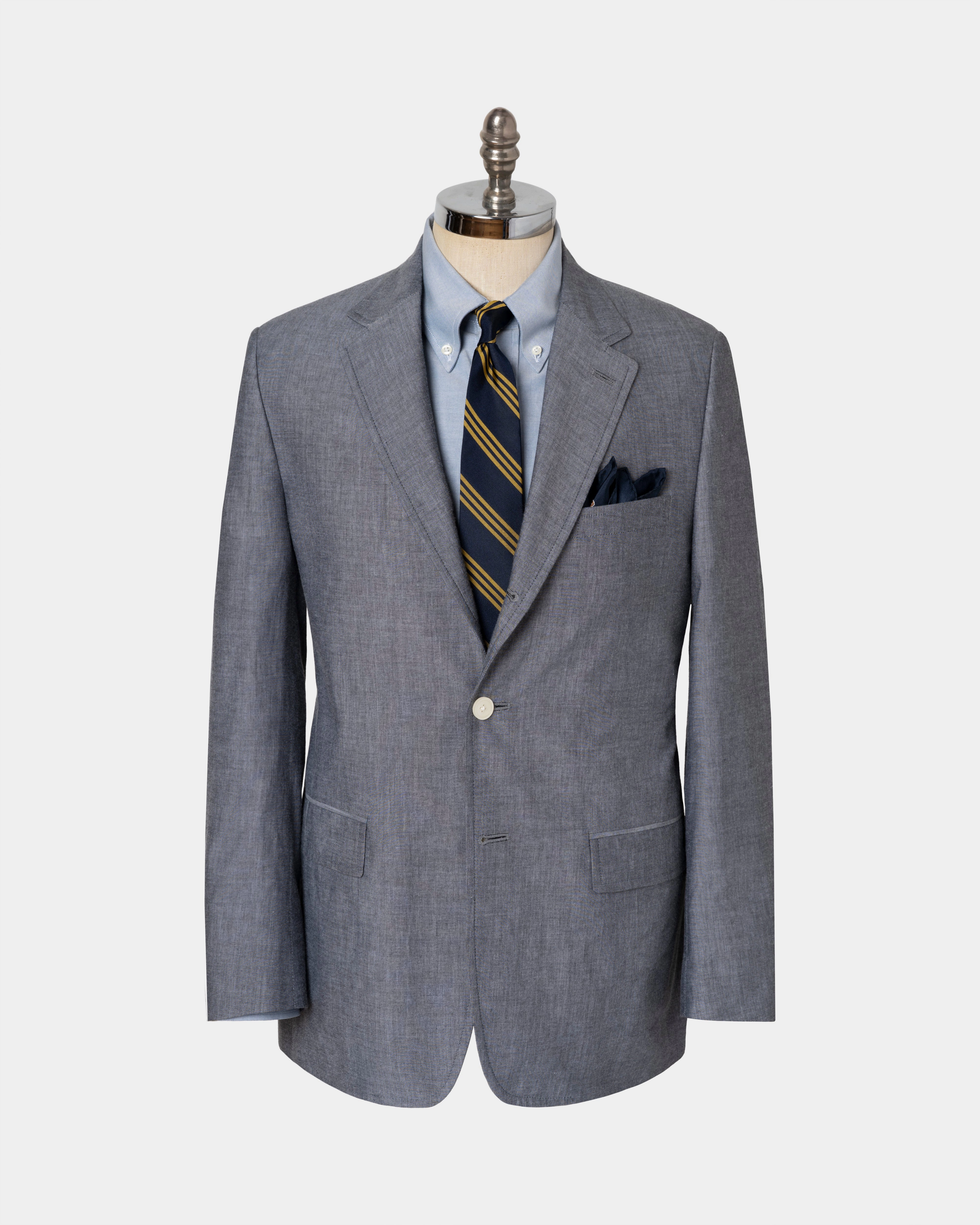 NAVY COTTON CHAMBRAY SPORT COAT