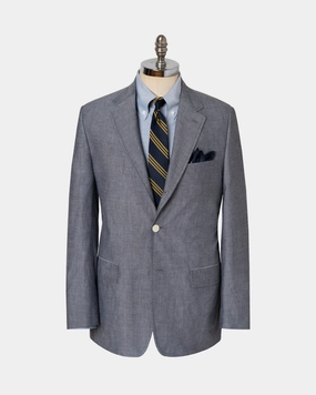 NAVY COTTON CHAMBRAY SPORT COAT