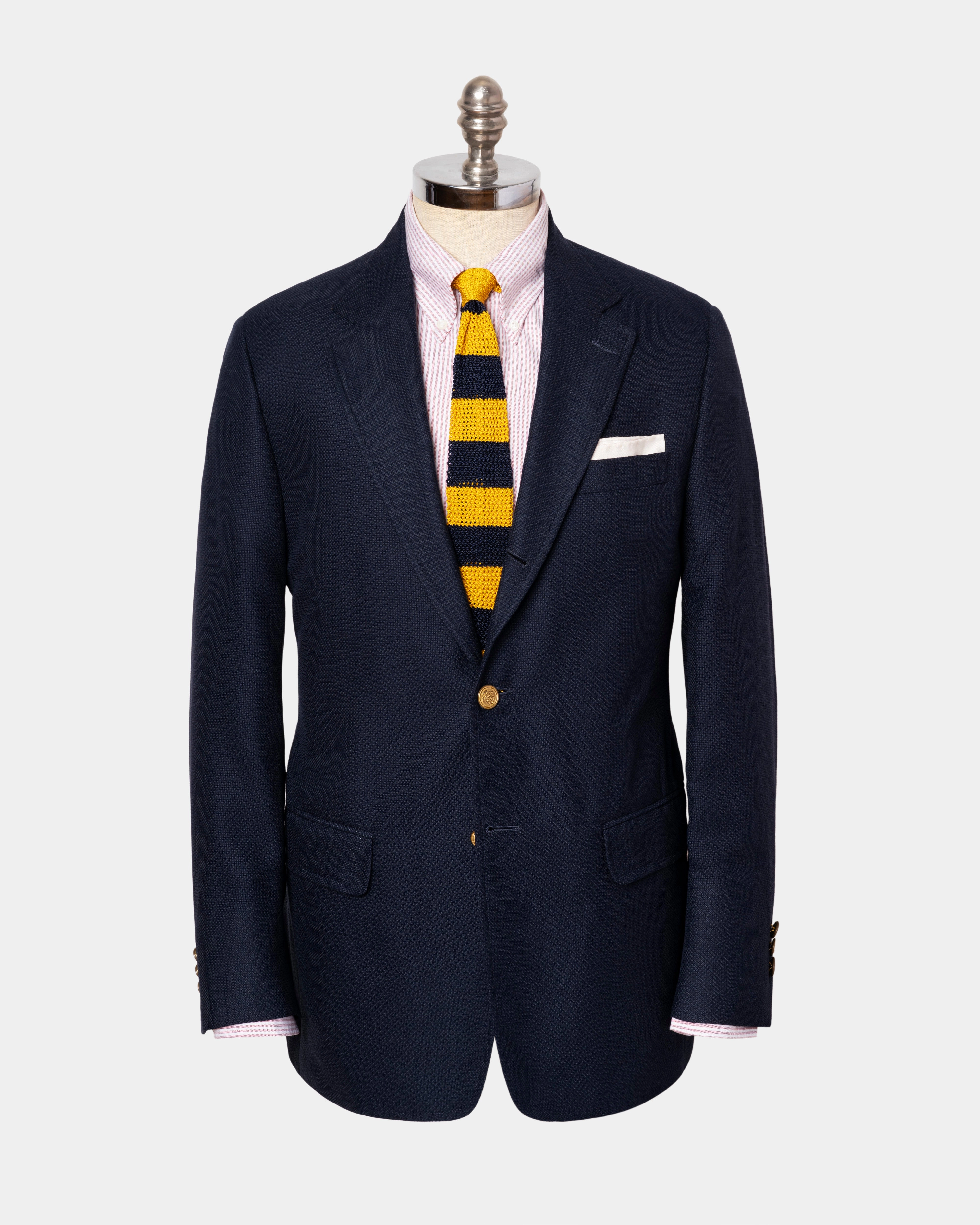 NAVY COTTON/WOOL OPEN HOPSACK BLAZER
