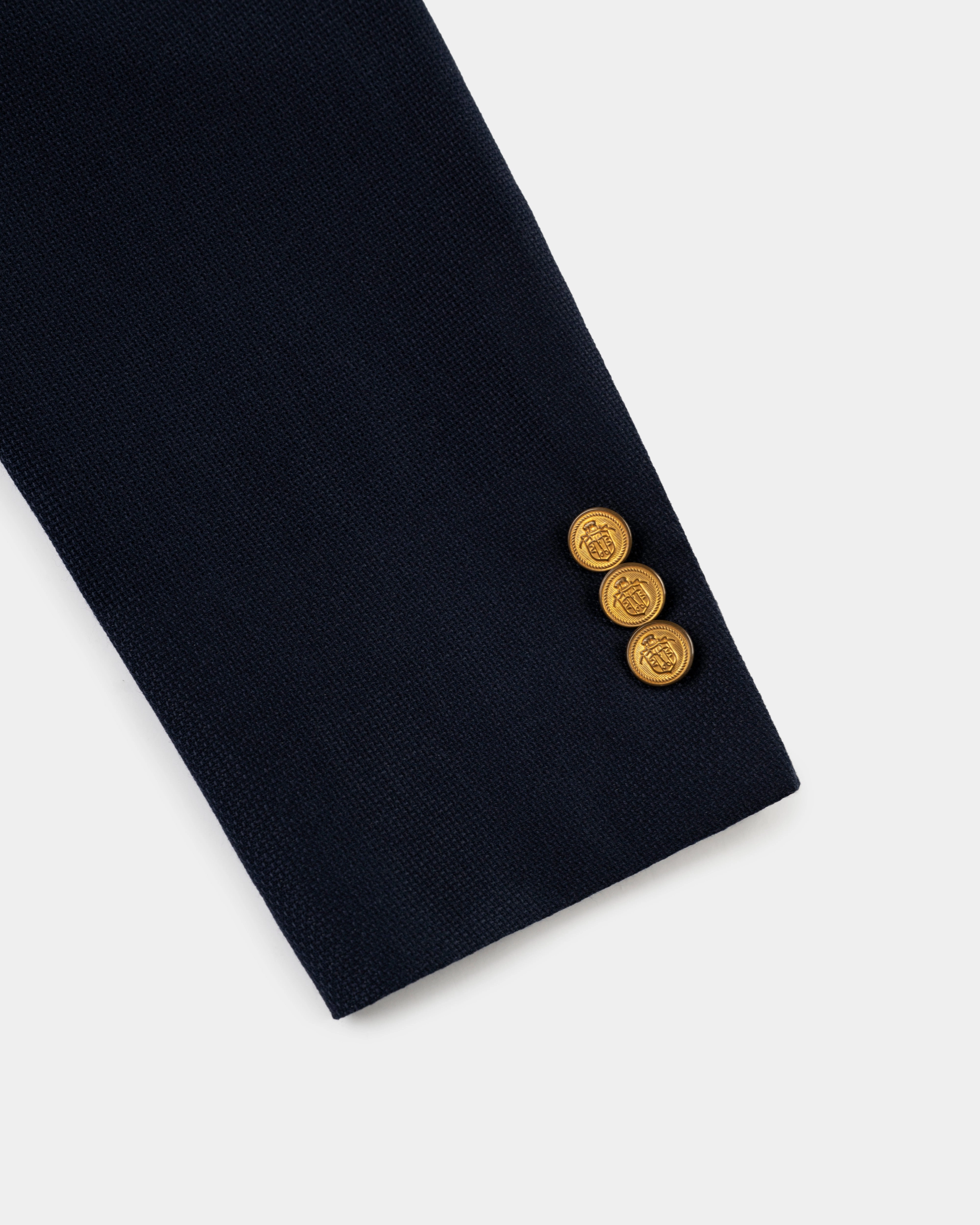 NAVY COTTON/WOOL OPEN HOPSACK BLAZER