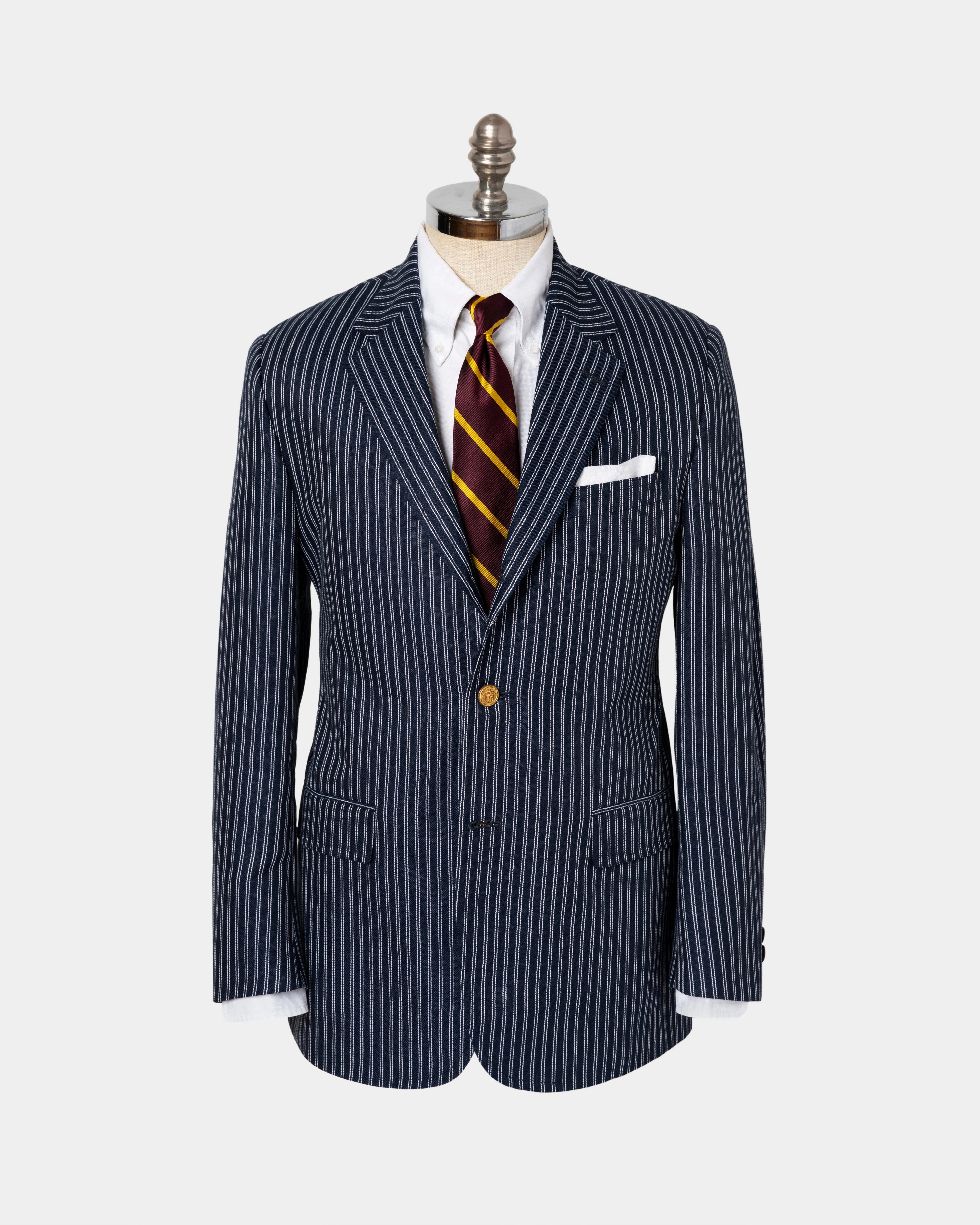 NAVY DOUBLE STRIPE LINEN/COTTON BLAZER