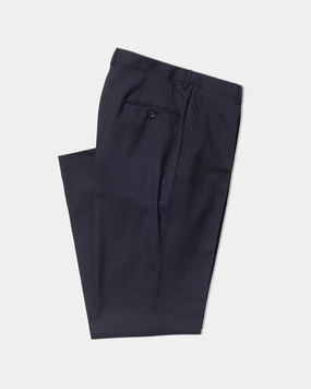 NAVY SINGLE PLEAT WOOL TROUSER